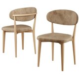 Hanah home set trpezarijskih stolica Onex 4 kom, kapućino bukle tkanina, drvene noge u prirodnoj boji drveta | Eponuda.com