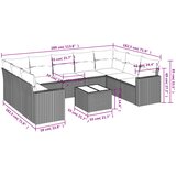  10-dijelni set vrtnih sofa poliratan s jastucima svijetlosivi | shoptok.hr