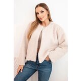 Kesi Włoski Women's fur jacket without fastening beige Cene