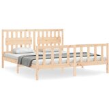  The Living Store Posteljni okvir z vzglavjem trden les - Posteljni Okvir, (21501516) | Shoptok.si