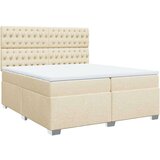  Krevet s oprugama i madracem krem 200 x 200 cm od tkanine | shoptok.hr