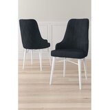 Hanah home set trpezarijskih stolica Neta 8 kom, antracit tkanina Babyface, bele drvene noge | Eponuda.com