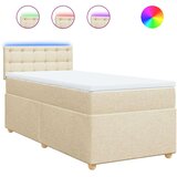 vidaXL Box spring postelja z vzmetnico krem 80x200 cm blago, (21290919) | Shoptok.si
