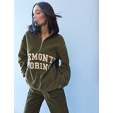 Sinsay Flis dukserica half-zip s natpisom | shoptok.hr