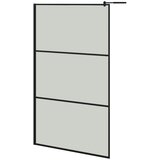 Pregrada za tuš s policom crna 115x195 cm staklo ESG i aluminij | Eponuda.ba