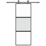  Klizna vrata crna 76x205 cm od kaljenog stakla i aluminija | shoptok.hr