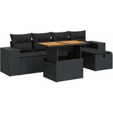  6-dijelni set vrtnih sofa s jastucima crni od poliratana bagrem | shoptok.hr