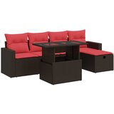 6-dijelni set vrtnih sofa s jastucima smeđi od poliratana bagrem | shoptok.hr