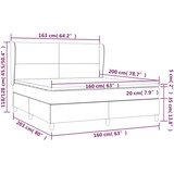  s oprugama i madracem tamnosivi 160x200 cm baršunasti | shoptok.hr
