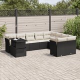 vidaXL 10-dijelni set vrtnih sofa s jastucima crni od poliratana | shoptok.hr
