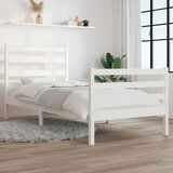 vidaXL Posteljni okvir iz trdne borovine 100x200 cm bel | Shoptok.si