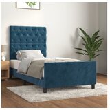  Posteljni okvir z vzglavjem temno moder 80x200 cm žamet | Shoptok.si