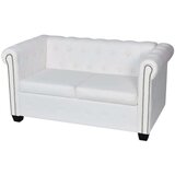 vidaXL Chesterfield kavč dvosed umetno usnje bele barve cene