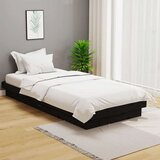  Posteljni okvir črn iz trdnega lesa 100x200 cm, (20646164) | Shoptok.si