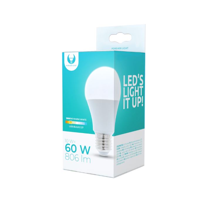 Forever LED žarnica E27 A60 10W 3000K - toplo bela | Shoptok.si