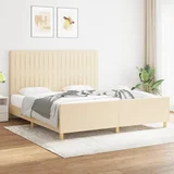 vidaXL Posteljni okvir brez vzmetnice krem 180x200 cm blago