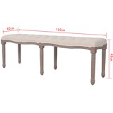  Klupa od tkanine i masivnog drva 150x40x48 cm krem bijela | shoptok.hr