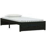  Okvir za krevet crni od masivnog drva 90 x 190 cm mali | Eponuda.com