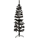  Ozka umetna polovična novoletna jelka s stojalom črna 150 cm, (20887684) | Shoptok.si