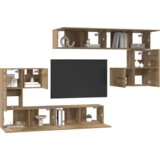 vidaXL Komplet TV omaric s shranjevanjem z vrati 8 pcs Obrtniški hrast | Shoptok.si