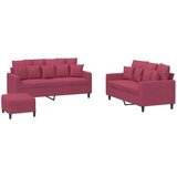 vidaXL 3-dijelni set sofa s jastucima crvena boja vina baršunasti | shoptok.hr