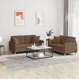  2-dijelni set sofa s jastucima smeđi od tkanine | shoptok.hr