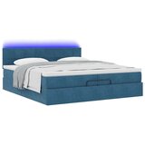  Otomanski posteljni okvir z vzmetnicami moder 200x200cm žamet, (22053815) | Shoptok.si