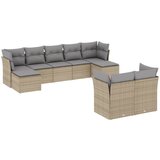 vidaXL Vrtna garnitura 9-delna z blazinami bež poli ratan, (21034509) | Shoptok.si