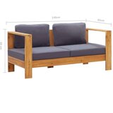  Klupa s jastucima 140 cm od masivnog bagremovog drva siva | shoptok.hr