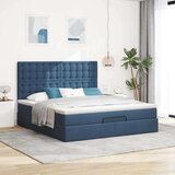  Otomanski posteljni okvir z vzmetnico moder 160x200 cm blago, (21653214) | Shoptok.si
