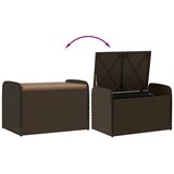  Klupa za pohranu s jastukom smeđa 80 x 51 x 52 cm od poliratana | Eponuda.ba