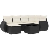 Maison Chic Seti vrtnega pohištva - Vrtna garnitura - Vrtni pohištvo set 7-delna z blazinami črn poli ratan, (21801401) | Shoptok.si