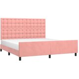  Okvir za krevet s uzglavljem ružičasti 160x200 cm baršunasti | shoptok.hr