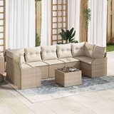 vidaXL 8-dijelni set vrtnih sofa s jastučićima bež poli ratan, dvosjedna vrtna sofa s odlaganjem i jastučićima bež poli ratan | shoptok.hr