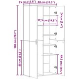  Visoka komoda dimljeni hrast 80x35x180 cm konstruiranog drva | shoptok.hr