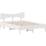 Maison Chic Posteljni okvir - Dvoposteljna postelja - Zakonska postelja brez vzmetnice bel 140x190 cm trdna borovina-J11402, (21775550) | Shoptok.si