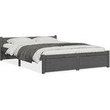 The Living Store Posteljni okvir siv iz trdnega lesa 135x190 cm - Posteljni Okvir, (21526120) | Shoptok.si