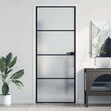Sobna vrata tanka crna 83 x 201 5 cm kaljeno staklo i aluminij | shoptok.hr
