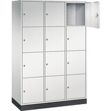 C+P Jeklena omara s predelki z zaklepanjem INTRO, višina predelka 435 mm, ŠxG 1220 x 500 mm, 12 predelkov, korpus svetlo siv, vrata svetlo siva | Shoptok.si