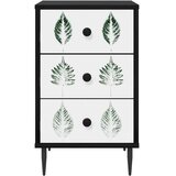  Noćni ormar HANAU 2 kom. Crni hrast 36 x 33 x 61 cm - Zeleni uzorak lišća 2 | shoptok.hr
