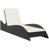  Ležalnik z blazino črn 60x205x73 cm poli ratan | Shoptok.si
