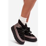Boto Low Women's Snow Boots Insulated With Fur With Thick Lacing Black Xarina | shoptok.hr