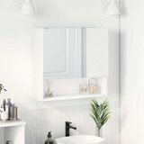 vidaXL Ogledalna omara s polico Bela 59 x 17 x 55 cm Konstruiran les | Shoptok.si