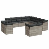Maison Chic Seti vrtnega pohištva - Vrtna garnitura - Vrtni pohištvo set 13-delna z blazinami siv poli ratan, (21810340) | Shoptok.si