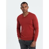 Ombre Men's wash sweater with v-neck - red cene
