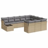 Maison Chic Seti vrtnega pohištva - Vrtna garnitura - Vrtni pohištvo set 11-delna z blazinami bež poli ratan, (21819013) | Shoptok.si