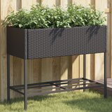 vidaXL Vrtna korita s polico 2 kosa črna 90x40x75 cm poli ratan - - črna - 13.4 - 90 x 40 x 75 cm - 2025- Cene