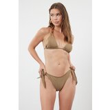 Trendyol mink plain triangle low waist bikini set cene