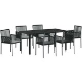vidaXL Set od 4 Crna, Svjetlosiva PE ratan, Pjena, Tkanina | shoptok.hr