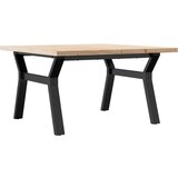Furnova Klubska mizica Y okvir 80x80x45,5 cm trdna borovina lito železo, (22056326) | Shoptok.si